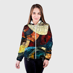 Куртка с капюшоном женская Эффект мозаики, цвет: 3D-белый — фото 2