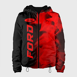 Куртка с капюшоном женская Ford - red gradient по-вертикали, цвет: 3D-черный
