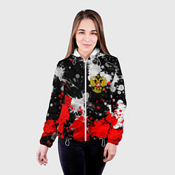 Куртка с капюшоном женская Герб РФ абстрактыне краски, цвет: 3D-белый — фото 2