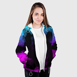 Куртка с капюшоном женская Градиент - дым, цвет: 3D-белый — фото 2