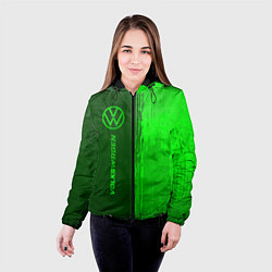 Куртка с капюшоном женская Volkswagen - green gradient по-вертикали, цвет: 3D-черный — фото 2
