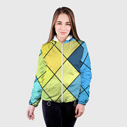 Куртка с капюшоном женская Геометрия линии клетка, цвет: 3D-белый — фото 2