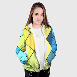 Куртка с капюшоном женская Геометрия линии клетка, цвет: 3D-белый — фото 2