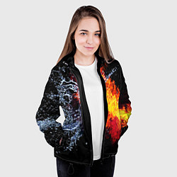 Куртка с капюшоном женская Столкновения огня и воды, цвет: 3D-черный — фото 2