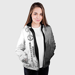 Куртка с капюшоном женская Manchester United - white gradient по-вертикали, цвет: 3D-черный — фото 2