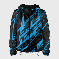 Куртка с капюшоном женская Blue stripes on a black background, цвет: 3D-черный