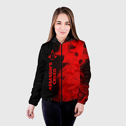 Куртка с капюшоном женская Assassins Creed - red gradient по-вертикали, цвет: 3D-черный — фото 2