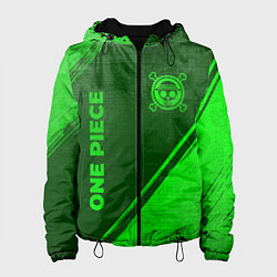 Куртка с капюшоном женская One Piece - green gradient вертикально, цвет: 3D-черный
