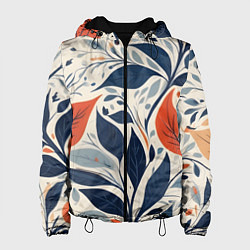 Куртка с капюшоном женская Искусство листья абстракция, цвет: 3D-черный