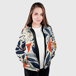 Куртка с капюшоном женская Искусство листья абстракция, цвет: 3D-черный — фото 2