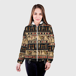 Куртка с капюшоном женская Этнический орнамент Египет, цвет: 3D-белый — фото 2