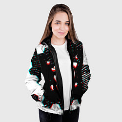 Куртка с капюшоном женская Doom hexagon glitch color, цвет: 3D-черный — фото 2