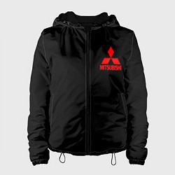 Куртка с капюшоном женская Mitsubishi logo, цвет: 3D-черный