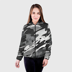Куртка с капюшоном женская Черно белый камуфляж, цвет: 3D-черный — фото 2