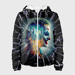 Куртка с капюшоном женская Джокер в мегаполисе - осколки, цвет: 3D-белый