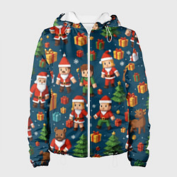 Куртка с капюшоном женская Mintrcraft pattern новый год, цвет: 3D-белый