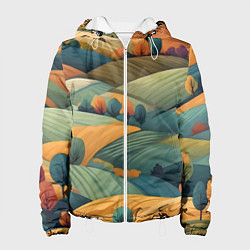 Куртка с капюшоном женская Луга поля, цвет: 3D-белый