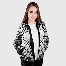 Куртка с капюшоном женская Абстрактное сердце - черно-белый тай-дай, цвет: 3D-черный — фото 2