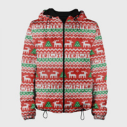Куртка с капюшоном женская Deer christmas pattern, цвет: 3D-черный