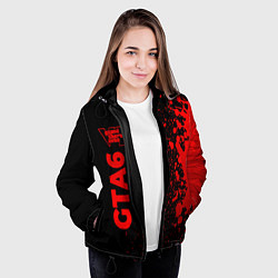 Куртка с капюшоном женская GTA6 - red gradient по-вертикали, цвет: 3D-черный — фото 2
