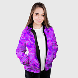 Куртка с капюшоном женская Фиолетовые плитки на розовом фоне, цвет: 3D-черный — фото 2