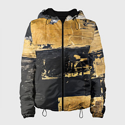 Куртка с капюшоном женская Абстракция черная и коричневая краска, цвет: 3D-черный