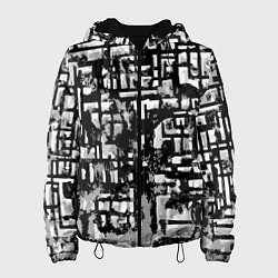Куртка с капюшоном женская Бело-чёрная абстракция, цвет: 3D-черный