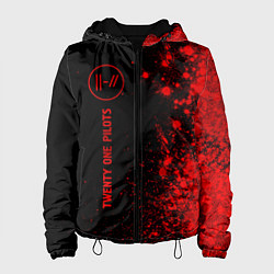 Куртка с капюшоном женская Twenty One Pilots - red gradient по-вертикали, цвет: 3D-черный