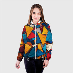 Куртка с капюшоном женская Разноцветные треугольники, цвет: 3D-белый — фото 2