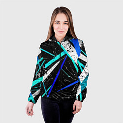 Куртка с капюшоном женская Разноцветные праздничные линии, цвет: 3D-черный — фото 2