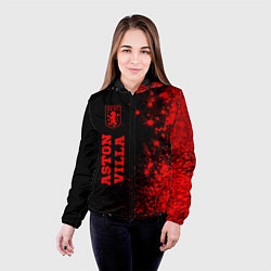 Куртка с капюшоном женская Aston Villa - red gradient по-вертикали, цвет: 3D-черный — фото 2