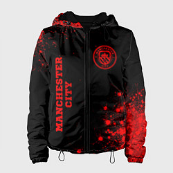Куртка с капюшоном женская Manchester City - red gradient вертикально, цвет: 3D-черный