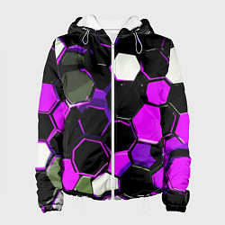 Женская куртка Розово-белые шестиугольники на чёрном фоне