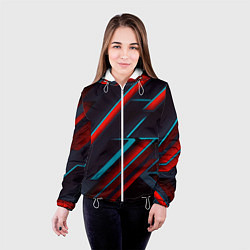 Куртка с капюшоном женская Абстракция из линий, цвет: 3D-белый — фото 2