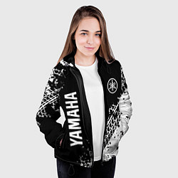 Куртка с капюшоном женская Yamaha - следы от шин, цвет: 3D-черный — фото 2