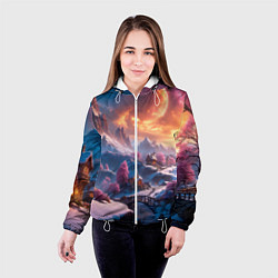 Куртка с капюшоном женская Fantasy river village, цвет: 3D-белый — фото 2
