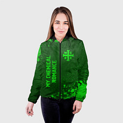 Куртка с капюшоном женская My Chemical Romance - green gradient вертикально, цвет: 3D-черный — фото 2