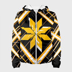 Куртка с капюшоном женская Жёлто-белая звезда и полосы на чёрном фоне, цвет: 3D-белый