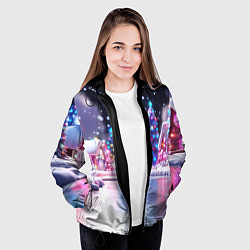 Куртка с капюшоном женская Новогоднее настроение фонариков, цвет: 3D-черный — фото 2