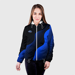 Куртка с капюшоном женская Субару - синие волны, цвет: 3D-белый — фото 2