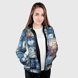 Куртка с капюшоном женская Пэчворк с мотивами аниме, цвет: 3D-черный — фото 2
