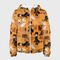 Куртка с капюшоном женская Гарри Поттер паттерн, цвет: 3D-белый