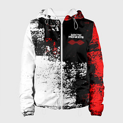 Куртка с капюшоном женская Arctic Monkeys - Красные и белые помехи, цвет: 3D-белый