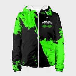 Куртка с капюшоном женская Arctic Monkeys - Зеленые брызги, цвет: 3D-белый