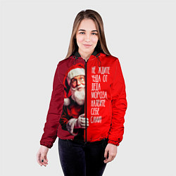 Куртка с капюшоном женская Дед Мороз - не ждите чуда, цвет: 3D-черный — фото 2