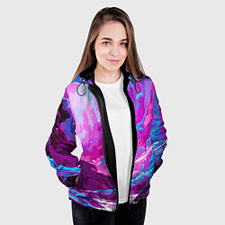 Куртка с капюшоном женская Фиолетовая кислотная абстракция, цвет: 3D-черный — фото 2