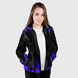 Куртка с капюшоном женская Неоновый огонь и дым, цвет: 3D-черный — фото 2