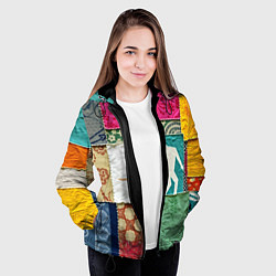 Куртка с капюшоном женская Пэчворк с человечком, цвет: 3D-черный — фото 2