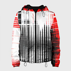 Куртка с капюшоном женская Красно-чёрный гранж на белом фоне, цвет: 3D-черный