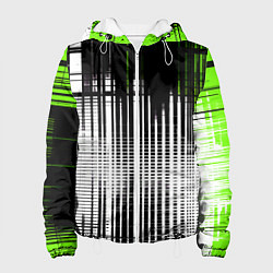 Куртка с капюшоном женская Зелёно-чёрный гранж на белом фоне, цвет: 3D-белый